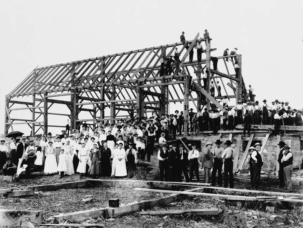 old fashion barn raising